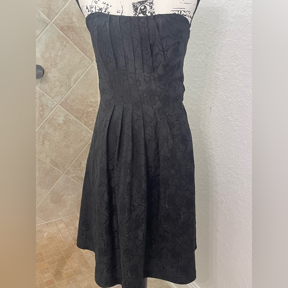 White House Black Market Black Strapless Dress Like New Size 4. Polyester Blend.